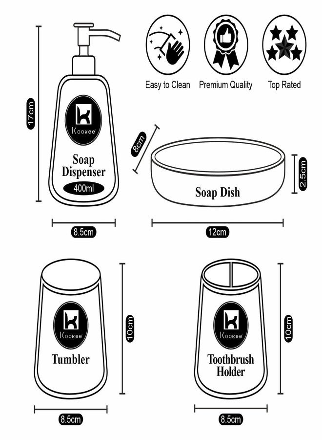 Kookee Ceramic Bathroom Accessories Set of 4, Modern Bath Set with Liquid handwash Soap Dispenser and Toothbrush Holder (9678) - Image 5